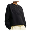 (WMNS) Nike Studio Fleece Medium Weight Graphic Pack Oversized Embossed Crew 'Total Black' IU1139-001