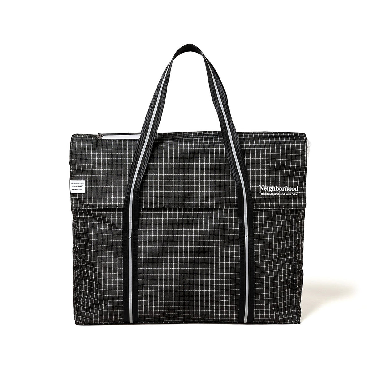 Neighborhood Reflective Flap Tote Bag Black