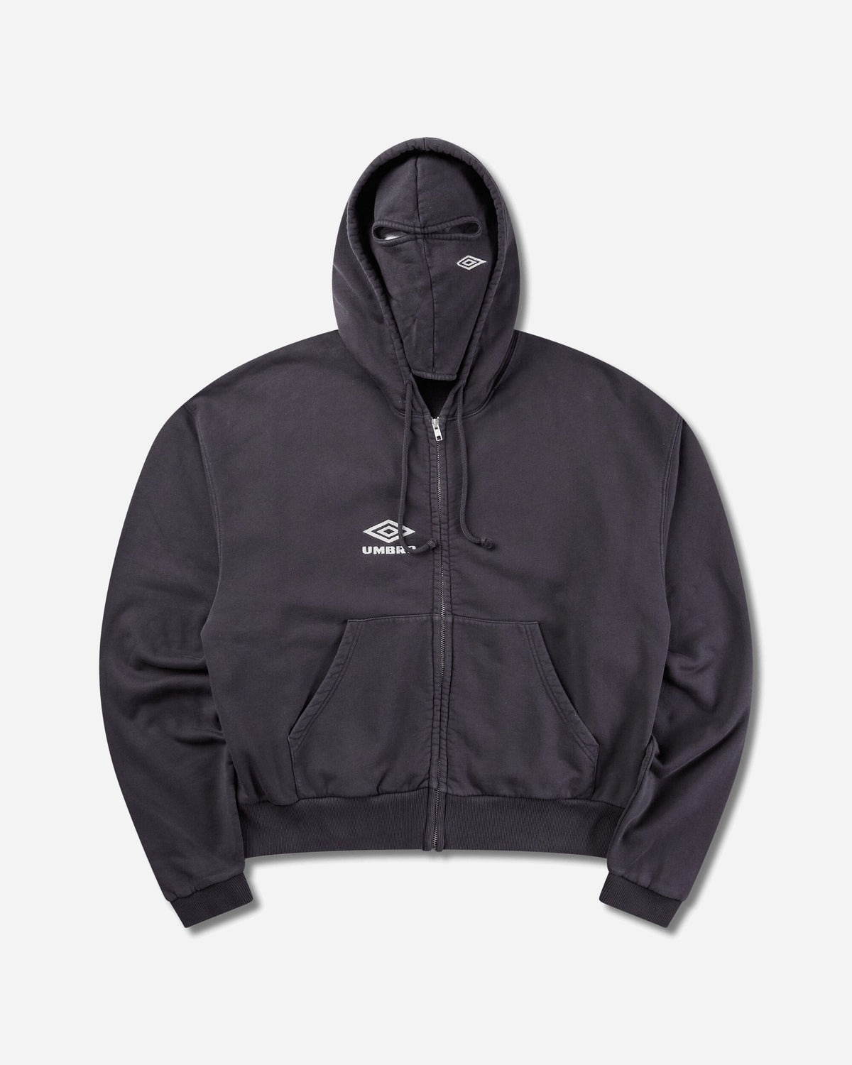 Compact Masked Zip Hoodie Washed Black