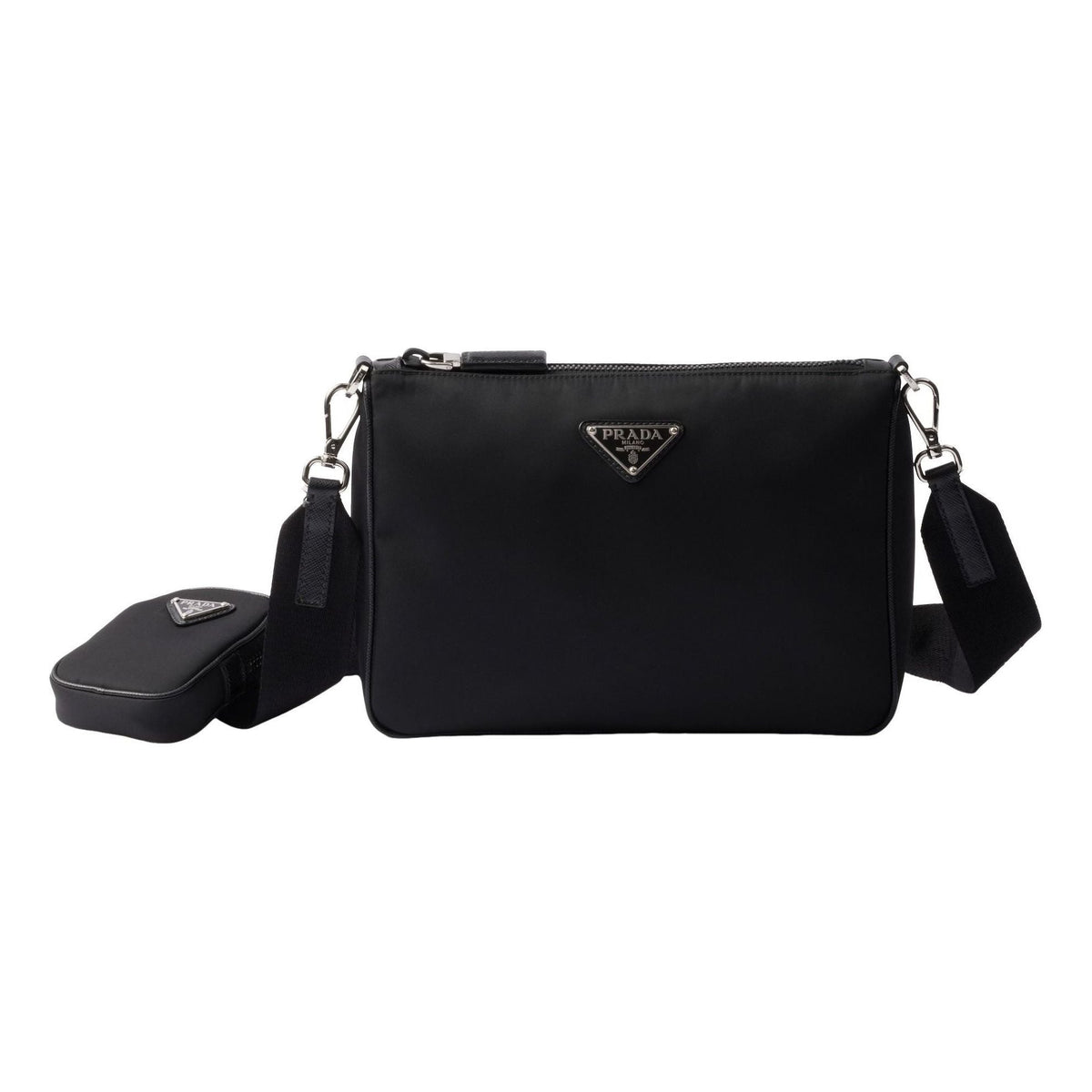 PRADA FW25 Re-Nylon and Saffiano Leather Shoulder Bag 'Black' 2VH113-2DMH-F0002