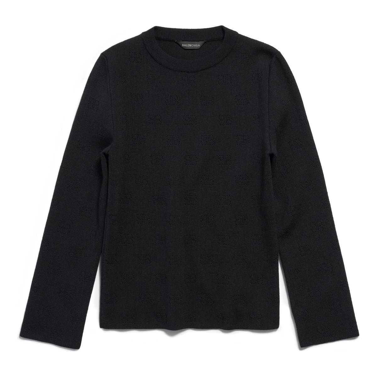(WMNS) Balenciaga BB Allover Cropped Sweater 'Black' 793613T52151000