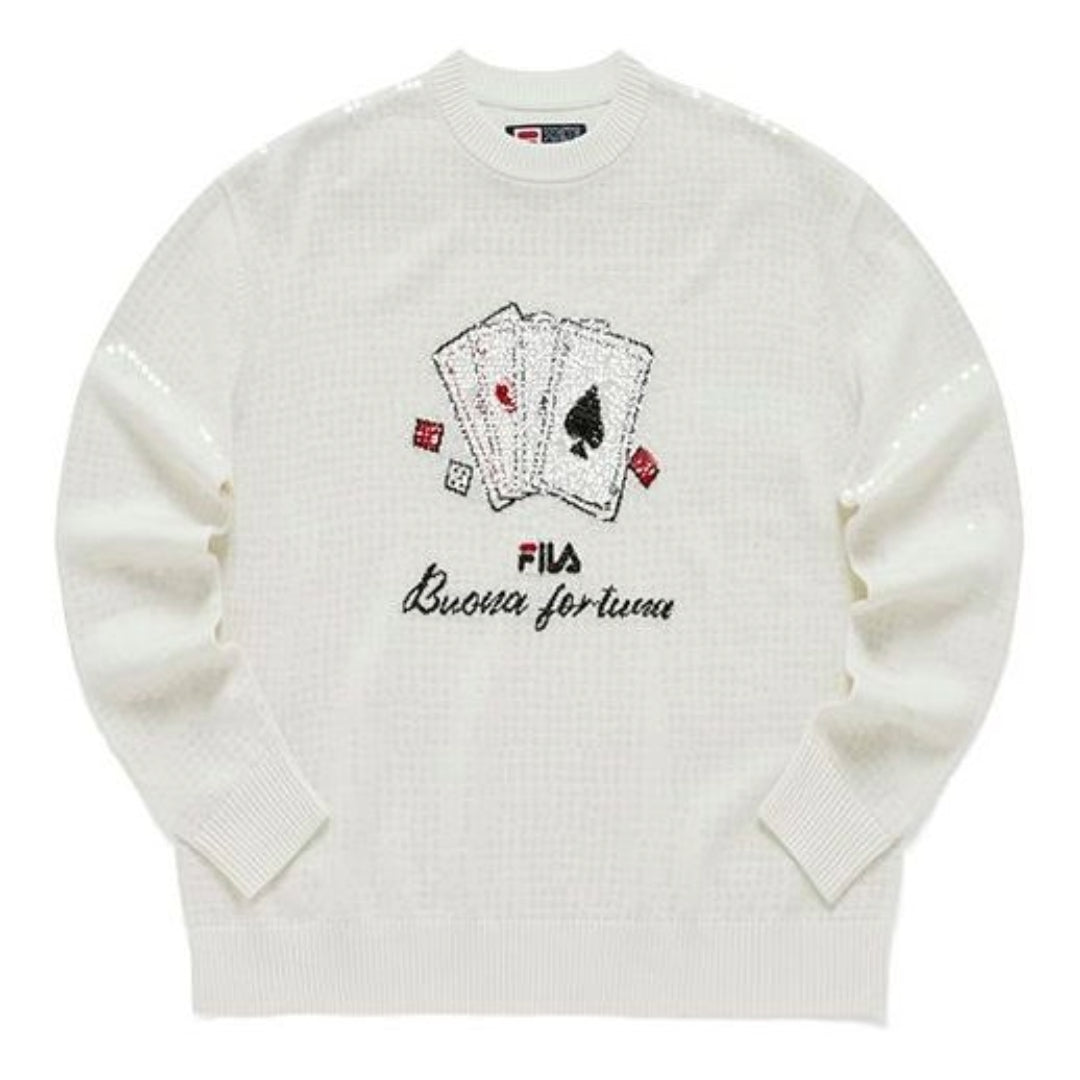 (WMNS) FILA Sport Graphic Sweater 'White Black' F11W218408F-IV