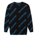 Balenciaga Allover Logo Crewneck Sweater 'Black Blue' 625970T31781165