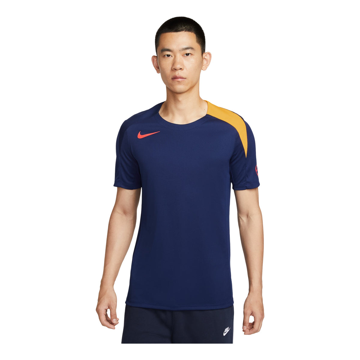 Nike Strike Dri-Fit Short-Sleeve Soccer Top 'Blue Void Laser Orange' HV6401-492