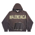 Balenciaga Tape Type Ripped Pocket Hoodie Large Fit 'Dark Grey' 744441TQVA98519