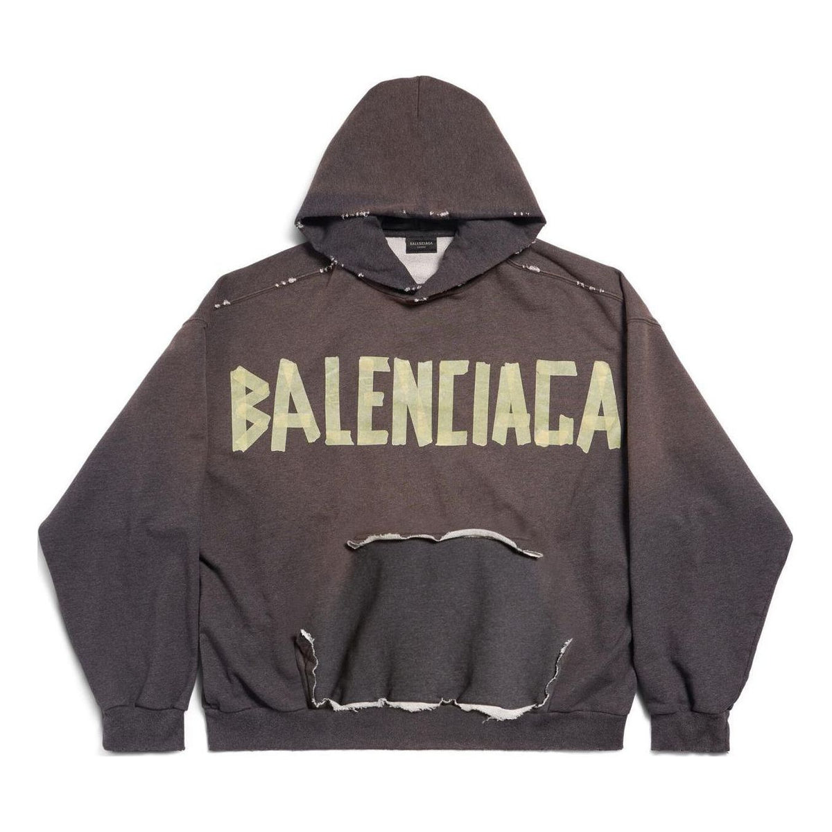 Balenciaga Tape Type Ripped Pocket Hoodie Large Fit 'Dark Grey' 744441TQVA98519