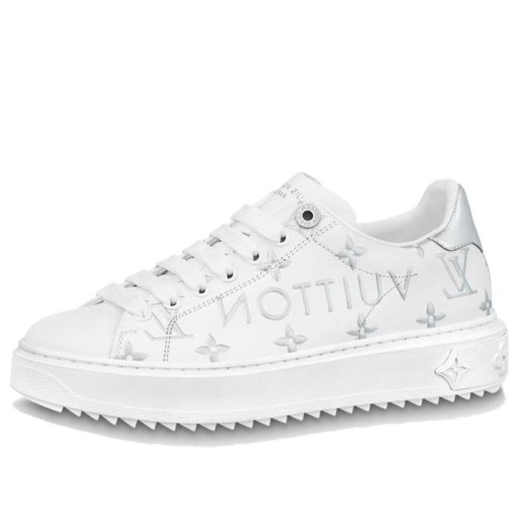 (WMNS) LOUIS VUITTON Time Out Sneakers 'White with Silver Monogram and Logo' 1AAVVA