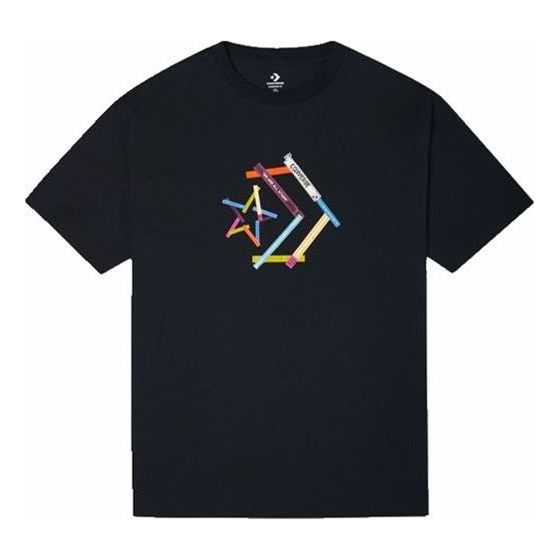 Converse Star Chevron Printing Sports Round Neck Short Sleeve T-Shirt Asia Sizing 'Black' 10022774-A02