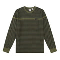 Men's Levis Casual Pure Cotton Stripe Long Sleeves Dark Green T-Shirt 85622-0000