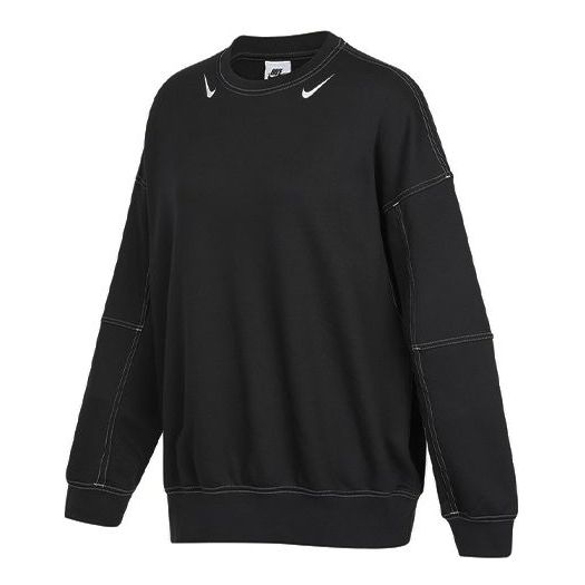 (WMNS) Nike Casual Sports Loose Round Neck Long Sleeves Black Hoodie DD5611-010