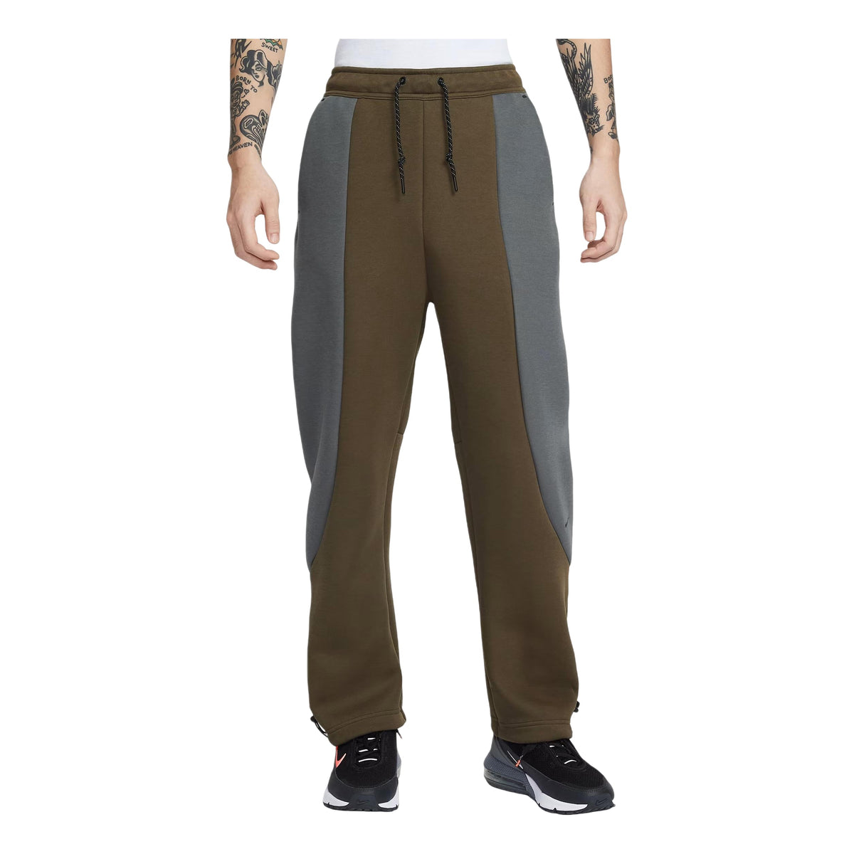 Nike Tech Color Block Open Hem Fleece Pants 'Dark Hazel Iron Grey Black' IF1324-212 - Nike Professional Edition