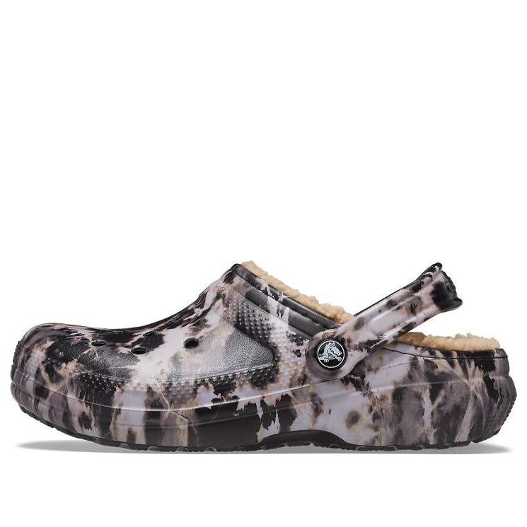 Crocs Classic Lined Bleach Dye Clogs 'Black White Beige' 207299-001