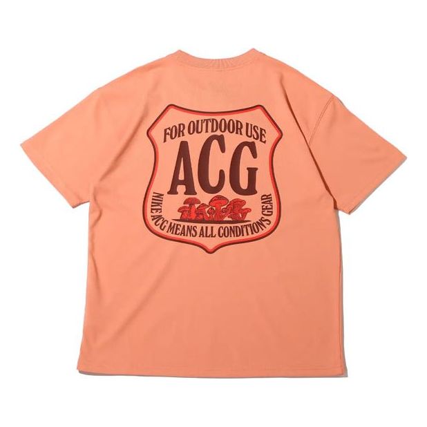 Men's Nike x ACG Minimalistic Alphabet Logo Printing Casual Round Neck Short Sleeve Pink T-Shirt DR7758-824