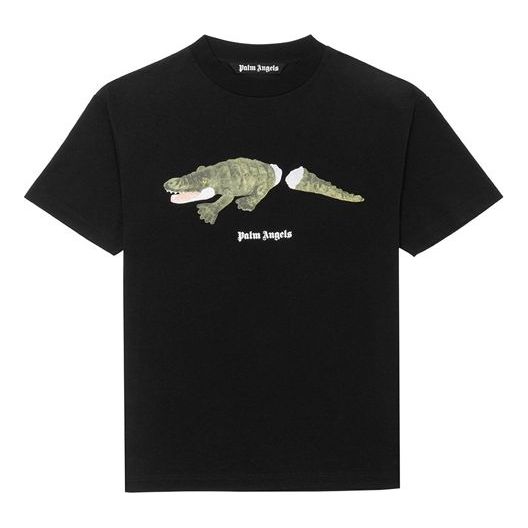 Palm Angels Printing Round Neck T-shirt 'Black' PMAA001E20JER0131055