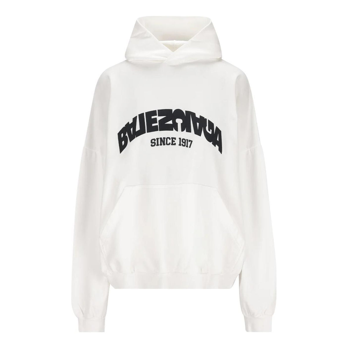 Balenciaga Back Flip Round Hoodie Oversized 'White Black' 761458TPVG19040