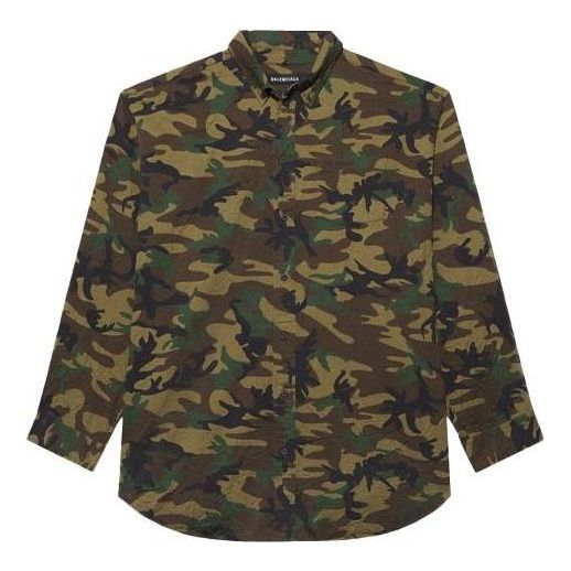 Balenciaga Camouflage Fitted Shirt 'Green' 659027TKL142840
