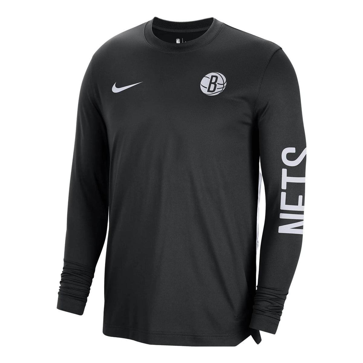 Nike x NBA Dri-FIT Brooklyn Nets Long Sleeve Pre-Game T-Shirt 'Black' FB3465-010