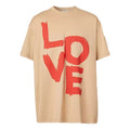 Men's Burberry Love Pattern Loose Short Sleeve Yellow 80375851