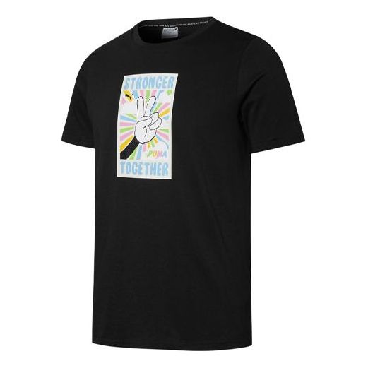 PUMA Graphic Funny Printing Sports Round Neck Short Sleeve Black 534152-01