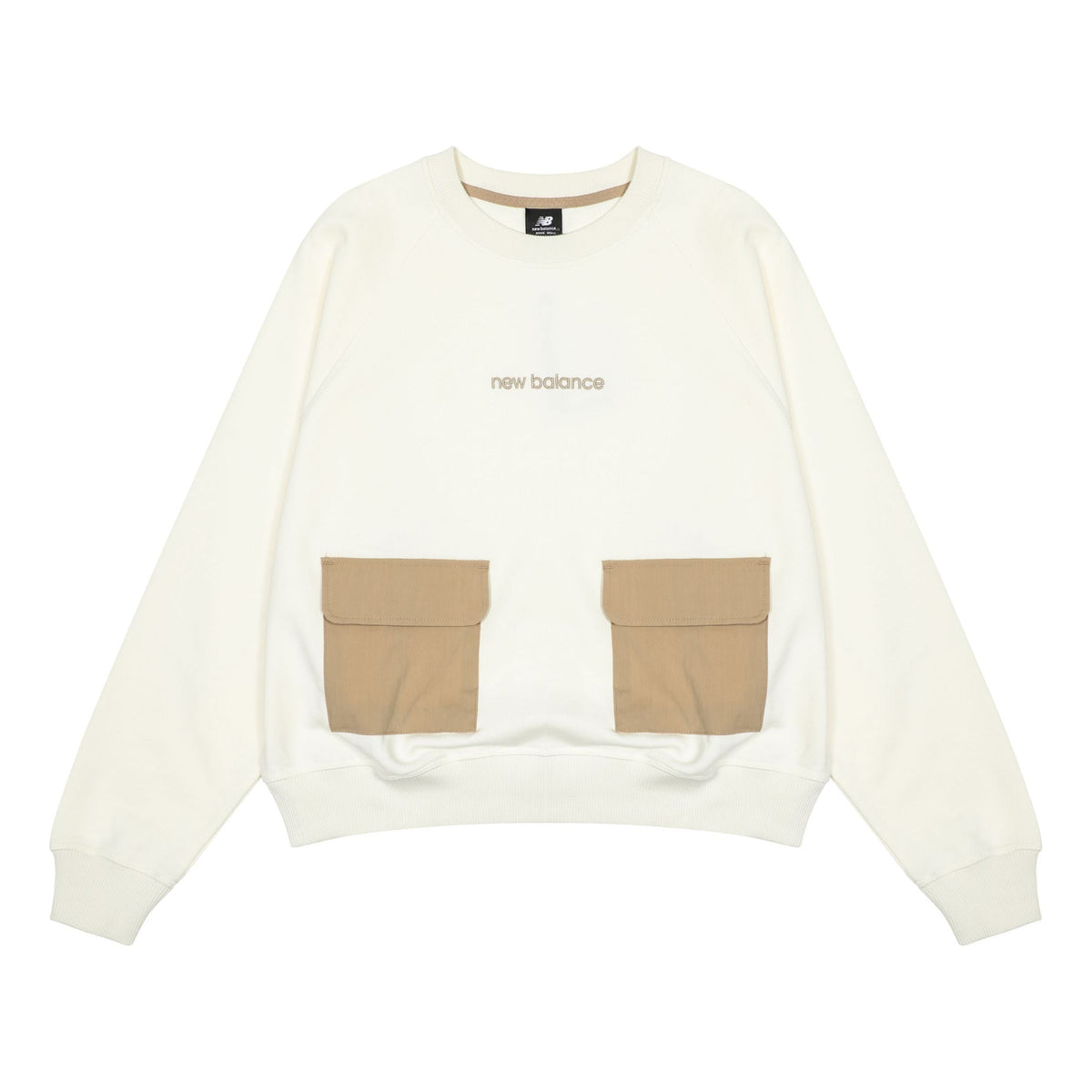 (WMNS) New Balance Casual Pocket Sweatshirt Asia Sizing 'White Brown' AWT23320-CIC