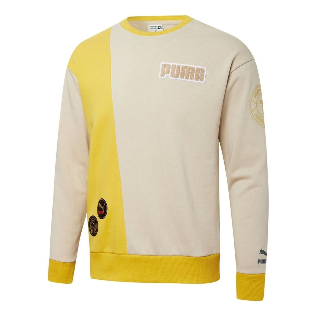 PUMA Mix Badge Long Crew Sweater 'Beige' 537008-64