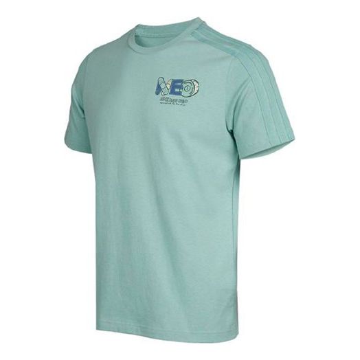 adidas neo Printing Sports Round Neck Short Sleeve Green GR6920