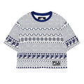 FILA FUSION x WM White Crossover Printing Loose Round Neck Short Sleeve Blue Totem T-Shirt T11W127104F-WT