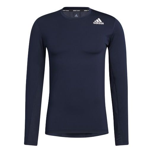 Men's adidas TF Turf Ls Primegreen Sports Gym Round Neck Long Sleeves Legendary Ink Blue T-Shirt GL9878