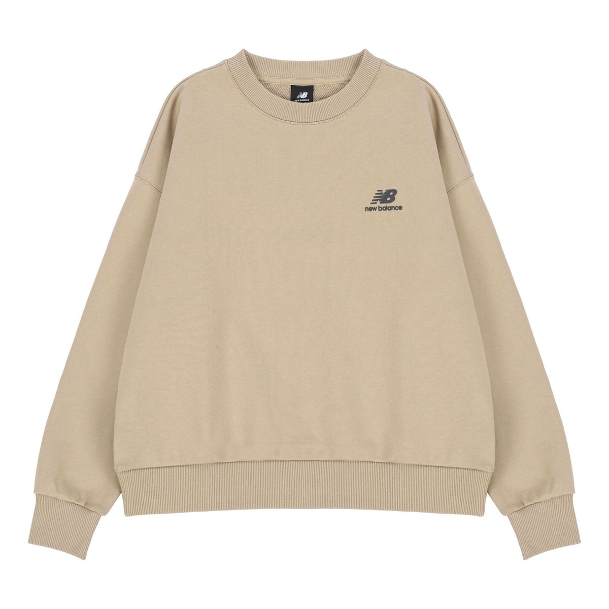 (WMNS) New Balance Alphabet Printing Sports Pullover Round Neck Khaki Hoodie AWT21305-MS
