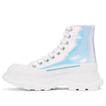 (WMNS) Alexander McQueen Silver Holographic Tread Slick Platform High Sneakers 'White Multi' 650782W4PC19583