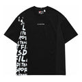 Men's FILA FUSION Printing Splicing Sports Loose Short Sleeve Black T-Shirt T11M121115F-BK