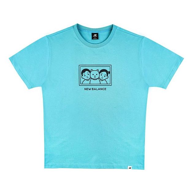 New Balance x Noritake Crossover Funny Cartoon Photo Printing Casual Short Sleeve Lake Blue T-Shirt AMT12399-ESK