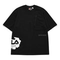 Men's FILA FUSION Logo Printing Splicing Sports Loose Short Sleeve Black T11M133101F-BK