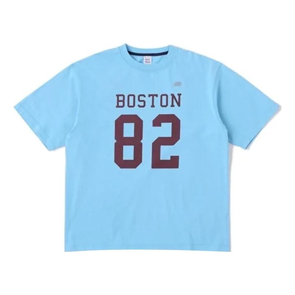 New Balance 900 Boston 82 Logo Print T-Shirt Asia Sizing 'Blue Haze' AMT35148-BLZ